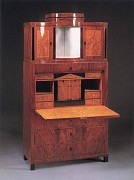Biedermeier Mahogany, Fruitwood and Burl Walnut Fall Front Secr&Atilde;&Acirc;&copy;taire